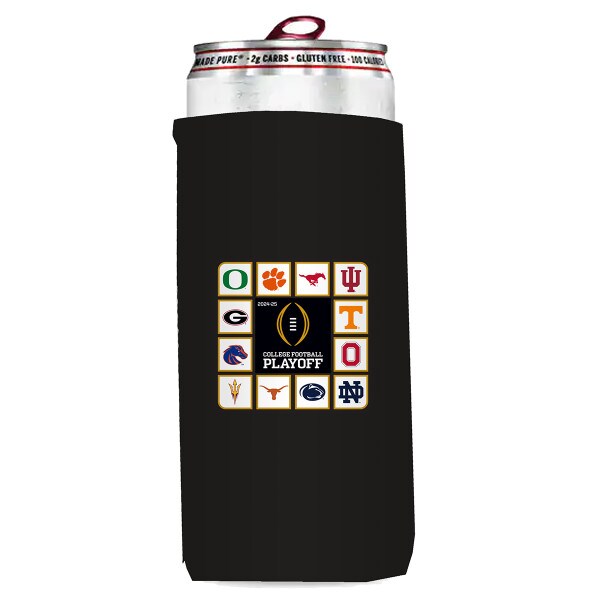 black slim can sleeve with College Football Playoff 2024-25 and 12 teams